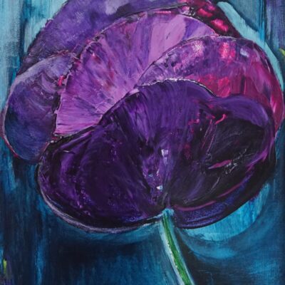 Purple poppy - Acryl op board - 40 x 50