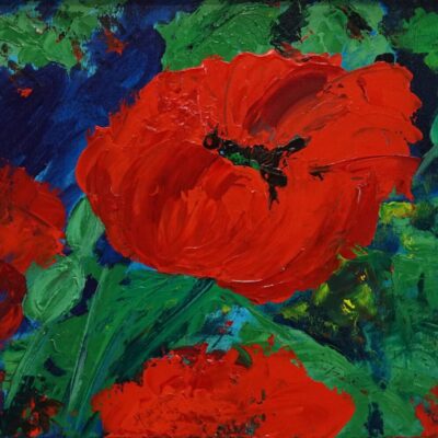 Poppies in red 2 - Acryl op doek - 40 x 45