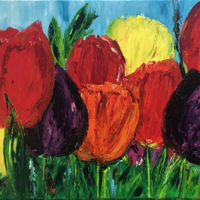 Tulpen acryl op doek 50 x 70 3d